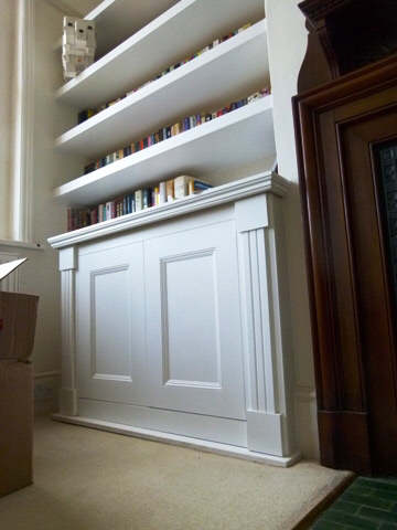 fitted walnut shelves