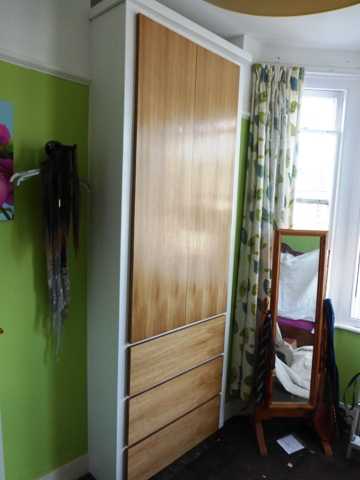 fitted alcove oak wardrobes with drawers