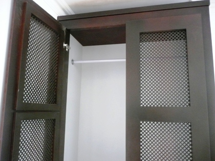 dark stained fitted alcove wardrobes